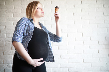 Pregnant young beautiful girl on the ninth month