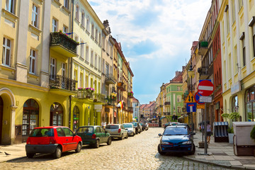 Fototapeta premium Old town street in city of Kalisz, Poland