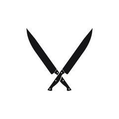 The crossed knives icon. Knife and chef, kitchen symbol. Flat isolated vector illustration