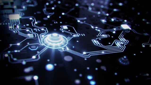 3D White Sci-Fi CPU Circuit Board Intro Logo Background