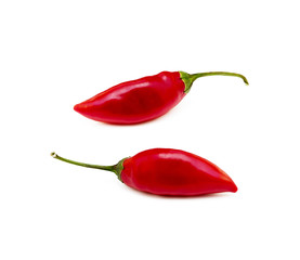 Red hot peppers isolated on white background