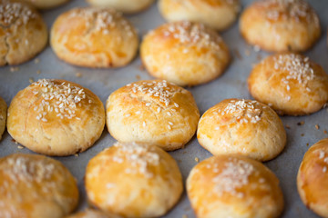 Turkish traditional food, pogaca with cheese filling