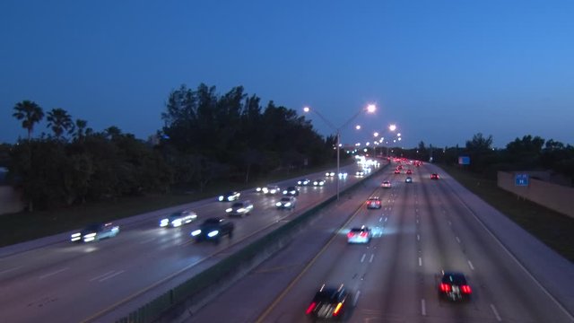 Interstate 95 at 48th Street in Deerfield Beach, Florida After Dusk in Twilight