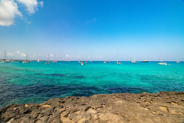 One beach with clear water from Island Formentera