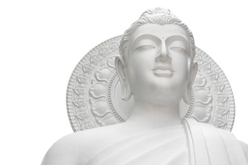 Buddha statue isolated on white background. Bueatiful white buddha statue with clipping path. White...