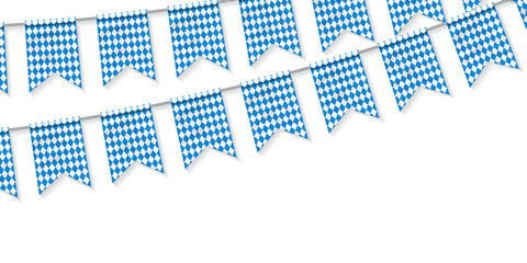 Vector realsitic isolated party flags flyer of Oktoberfest festival for template decoration and invitation covering on the white background.