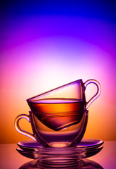  tea cups on a colored background