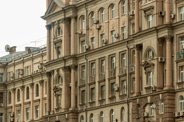 Fototapeta na wymiar Close-up view of grand classical building in Moscow