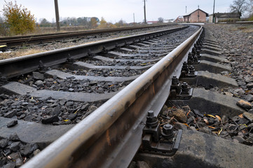 Railway with rails and sleepers
