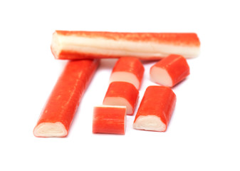 Crab Sticks, Crab Meat isolated on white Background