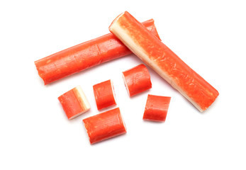 Crab Sticks, Crab Meat isolated on white Background