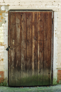 Old wooden closed door beautiful background.