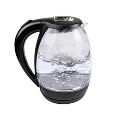 Boiling water in glass kettle