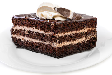 Piece of Chocolate cake on plate