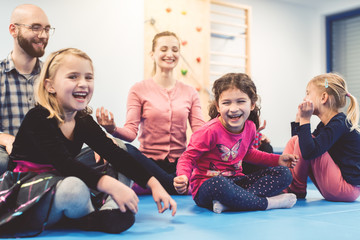 Kindergarten Teachers doing Children’s Yoga with the kids