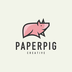 pig sign sticker flat logo - design vector