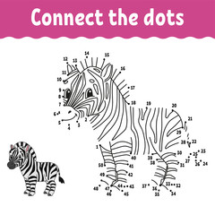 Plakat Dot to dot. Draw a line. Handwriting practice. Learning numbers for kids. Education developing worksheet. Activity coloring page. Game for toddler. Isolated vector illustration. Cartoon style.