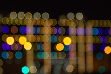 blurry lights of a big city at night. Background for travel photos. bokeh advertising poster