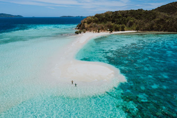 Ditaytayan island in the philippines, coron province. Aerial shot from drone about vacation,travel and tropical places