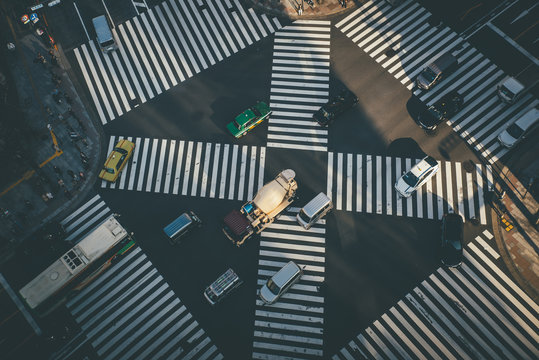 Overhead View Of Ginza Cross, Tokyo, Japan