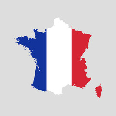 Vector illustration of France flag map. Vector map.