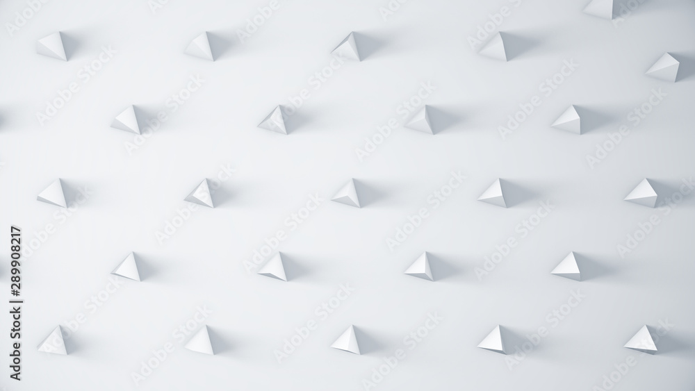Poster white pyramids abstract background. clean and trendy pattern with triangles for corporate concept. m