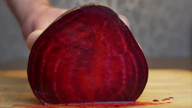 Cutting Beet into Slices Stop Motion Animation