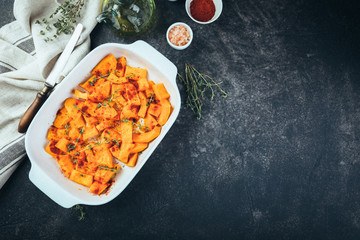 Roasted pumpkin slices with thyme