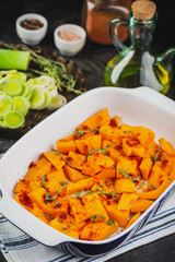 Roasted pumpkin slices with thyme
