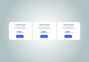 Pricing table vector. order, box, button, list for web. price list. mobile.