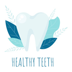 Healthy tooth. Oral dental hygiene. Dental care Tooth vector Concept.