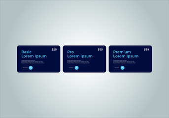 Pricing table vector. order, box, button, list for web. price list. mobile.