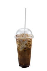 Ice coffee isolated on white background. Clipping path.