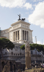 Fototapeta na wymiar Roman Forum and Venice Square in the city of Rome