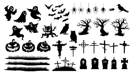 Foto op Canvas Collection of halloween silhouettes. Vector set of halloween icon. © Dmitry