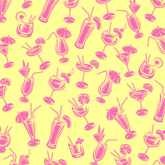 Cocktail background. Collection icon cocktail. Vector