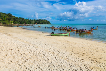 Fototapeta na wymiar The boats on the beach of Koh Phi Phi, Thailand