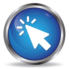 Cursor icon blue glossy round buttons