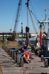 Fishing ship in harbor of Stavoren, Friesland, Netherlands