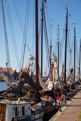 Historic ships in the harbor of Stavoren, Friesland, Netherlands