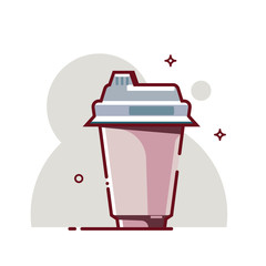 Take away cup of hot coffee. Flat cartoon style. Isolated fast food drink icon for poster, web design, banner, logo or badge. Colorful vector illustration.