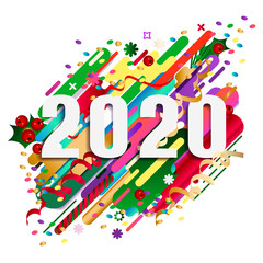 2020 Happy New Year greeting card. Christmas poster
