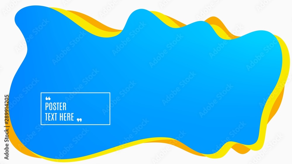 Poster blurred background. geometric liquid shape. abstract blue gradient design. dynamic shape background.