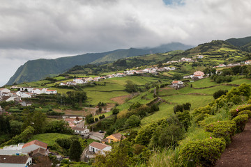 Fototapeta na wymiar Village, nature and ocean, Azores Islands