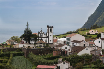 Fototapeta na wymiar Village, nature and ocean, Azores Islands