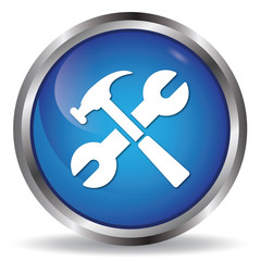 Tools icon blue glossy round buttons