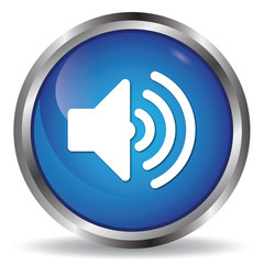 Volume icon blue glossy round buttons