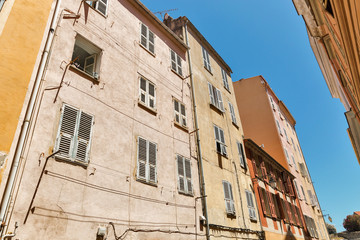 Typical Corsican houses in Ajaccio, France.