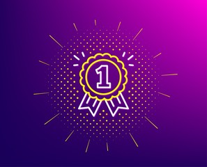 Reward Medal line icon. Halftone pattern. Winner achievement or Award symbol. Glory or Honor sign. Gradient background. Reward line icon. Yellow halftone pattern. Vector