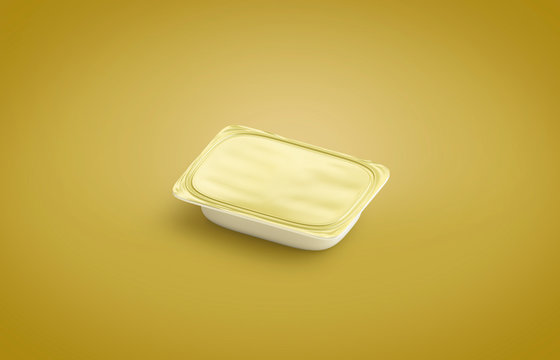 Blank white butter box mock up,  isolated on yellow background
